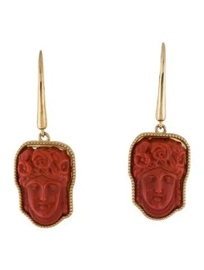 Pre-owned Tagliamonte Venetian Flora Cameo Drop Earrings In Multi