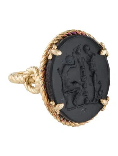 Pre-owned Tagliamonte Venetian Glass Cameo Cocktail Ring In Multi