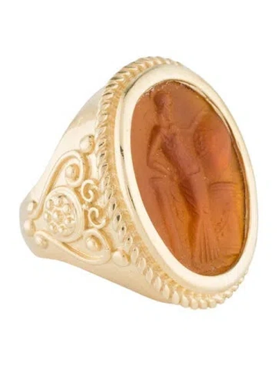 Pre-owned Tagliamonte Venetian Glass Cameo Cocktail Ring In Multi