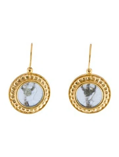 Pre-owned Tagliamonte Venetian Glass Cameo Drop Earring In Blue
