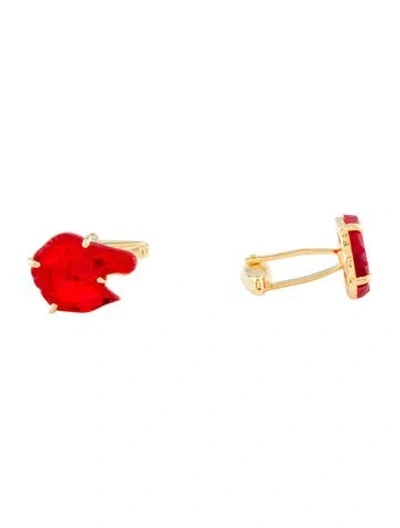 Pre-owned Tagliamonte Venetian Glass Horse Cufflinks In Red