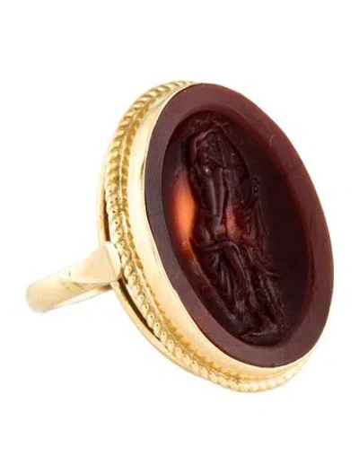 Pre-owned Tagliamonte Venetian Glass Intaglio Cocktail Ring In Multi