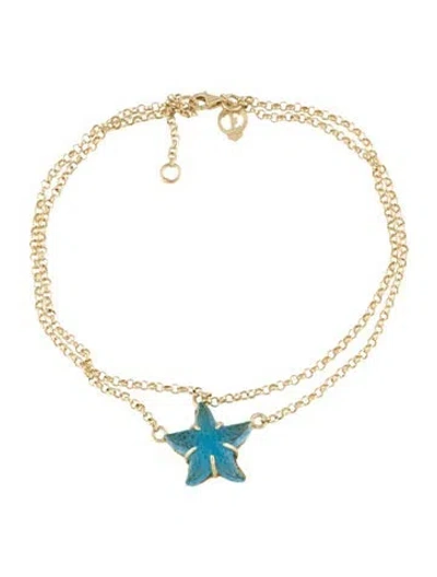 Pre-owned Tagliamonte Venetian Glass Starfish Anklet In Blue