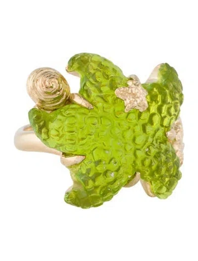 Pre-owned Tagliamonte Venetian Glass Starfish Cocktail Ring In Multi