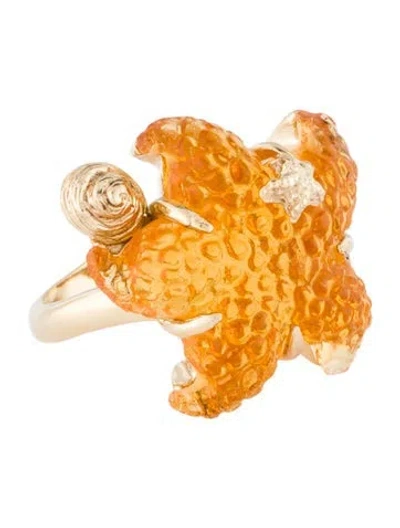 Pre-owned Tagliamonte Venetian Glass Starfish Cocktail Ring In Multi