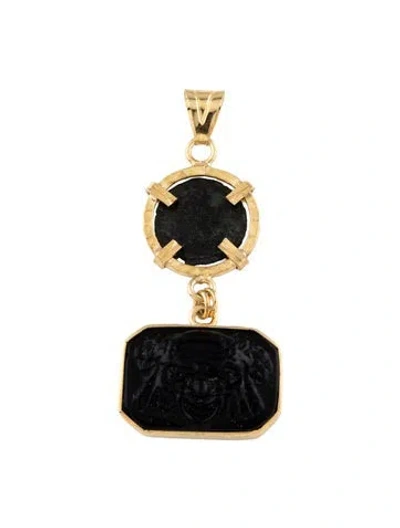 Pre-owned Tagliamonte Venetian Intaglio & Coin Pendant In Black