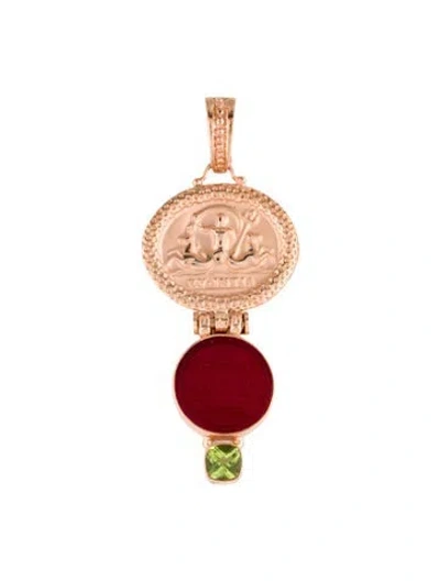 Pre-owned Tagliamonte Venetian Intaglio & Peridot Neptune Cameo Pendant Enhancer In Multi
