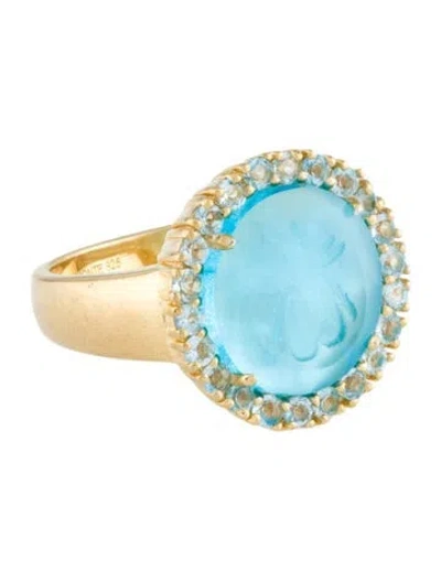Pre-owned Tagliamonte Venetian Intaglio & Topaz Cocktail Ring In Multi