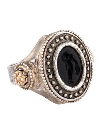 Pre-owned Tagliamonte Venetian Intaglio Aquarius Ring In Black