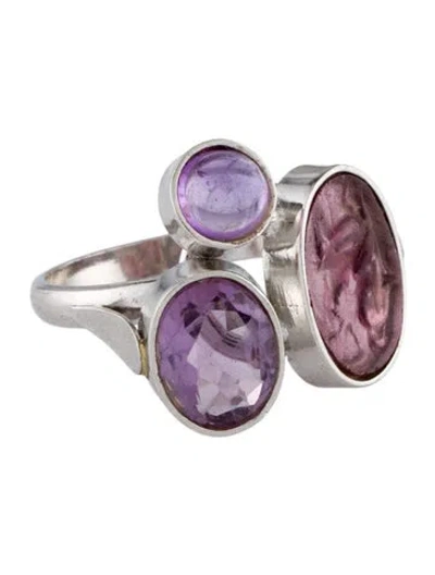 Pre-owned Tagliamonte Venetian Intaglio Dancing Angels Cocktail Ring In Purple