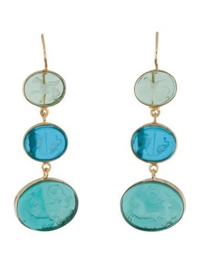 Pre-owned Tagliamonte Venetian Intaglio Drop Earrings In Multi