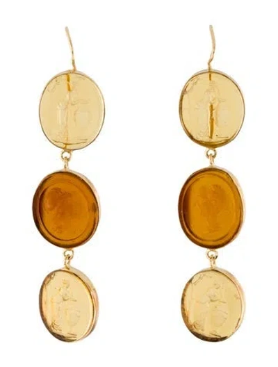 Pre-owned Tagliamonte Venetian Intaglio Triple Drop Earrings In Multi