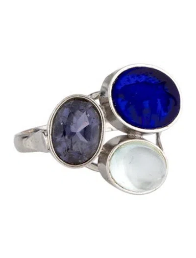 Pre-owned Tagliamonte Venetian Intaglio,aquamarine & Iolite Ring In Blue