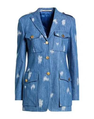 Tagliatore 02-05 Woman Blazer Blue Size 4 Cotton