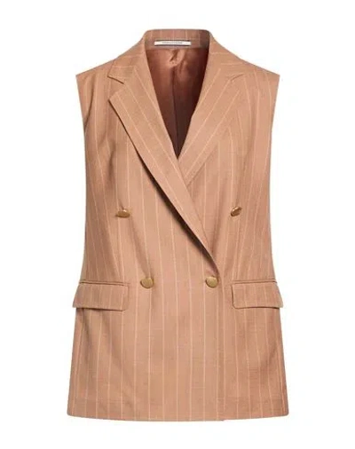 Tagliatore 02-05 Woman Blazer Camel Size 2 Wool, Silk In Neutral