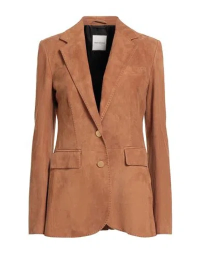 Tagliatore 02-05 Woman Blazer Camel Size 4 Lambskin In Sand