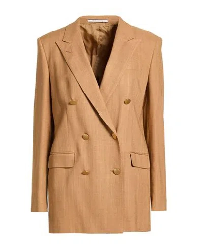 Tagliatore 02-05 Woman Blazer Camel Size 4 Viscose, Polyamide, Lyocell In Brown