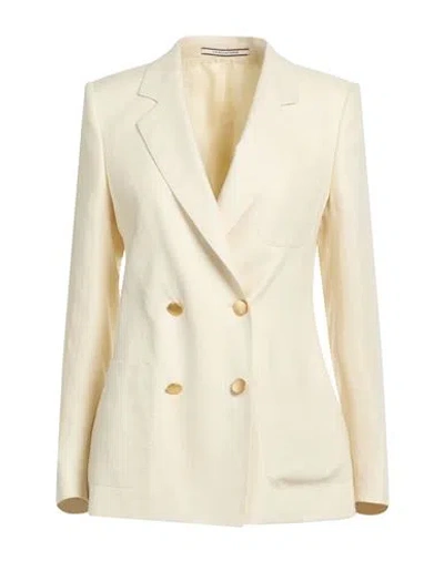 Tagliatore 02-05 Woman Blazer Cream Size 4 Linen In White