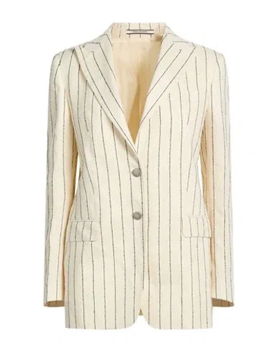Tagliatore 02-05 Woman Blazer Ivory Size 4 Linen, Cotton, Polyester In Neutral
