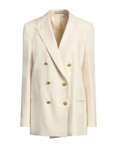 Tagliatore 02-05 Woman Blazer Ivory Size 4 Linen In White