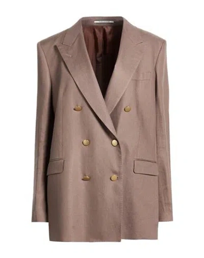 Tagliatore 02-05 Woman Blazer Light Brown Size 12 Linen