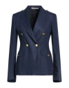Tagliatore 02-05 Woman Blazer Midnight Blue Size 4 Linen In Blue