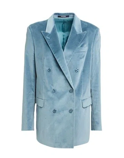 Tagliatore 02-05 Woman Blazer Pastel Blue Size 6 Cotton, Elastane