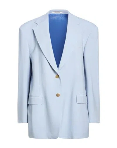Tagliatore 02-05 Woman Blazer Sky Blue Size 12 Polyester, Virgin Wool, Elastane