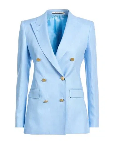 Tagliatore 02-05 Woman Blazer Sky Blue Size 2 Linen