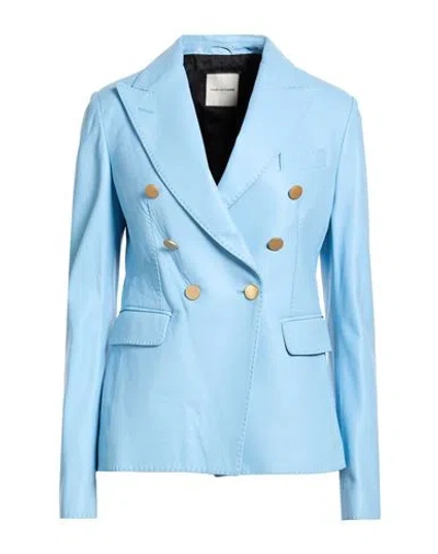 Tagliatore 02-05 Woman Blazer Sky Blue Size 4 Lambskin