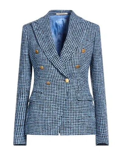 Tagliatore 02-05 Woman Blazer Turquoise Size 4 Polyester, Linen In Blue