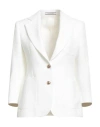 Tagliatore 02-05 Woman Blazer White Size 6 Polyester, Linen In Yellow
