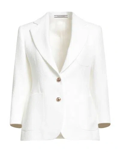 Tagliatore 02-05 Woman Blazer White Size 6 Polyester, Linen In Yellow