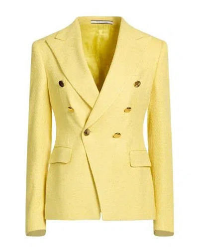 Tagliatore 02-05 Woman Blazer Yellow Size 4 Viscose, Cotton, Acrylic, Polyamide, Elastane