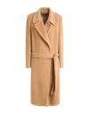Tagliatore 02-05 Woman Coat Camel Size 4 Alpaca Wool, Virgin Wool In Sand