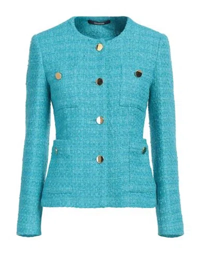 Tagliatore 02-05 Woman Jacket Azure Size 4 Cotton, Polyamide, Polyester