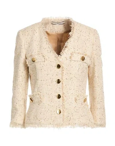Tagliatore 02-05 Woman Jacket Beige Size 14 Cotton, Polyester, Nylon, Viscose, Polyamide In Pink