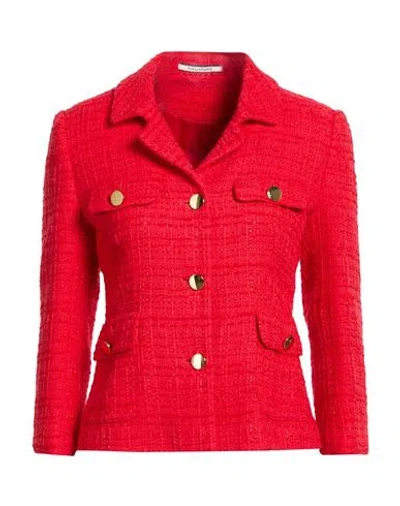 Tagliatore 02-05 Woman Jacket Red Size 4 Cotton, Polyamide, Viscose