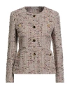 Tagliatore 02-05 Woman Jacket Beige Size 8 Polyamide, Textile Fibers, Virgin Wool, Polyester, Cotton In Gray