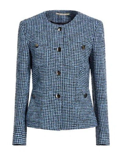 Tagliatore 02-05 Woman Jacket Slate Blue Size 12 Polyester, Linen