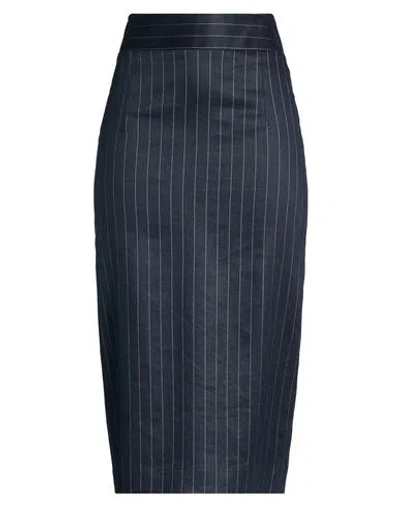 Tagliatore 02-05 Woman Midi Skirt Midnight Blue Size 4 Viscose, Linen, Elastane, Polyester