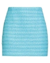 Tagliatore 02-05 Woman Mini Skirt Azure Size 4 Cotton, Polyamide, Virgin Wool In Blue