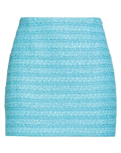 Tagliatore 02-05 Woman Mini Skirt Azure Size 4 Cotton, Polyamide, Virgin Wool In Blue