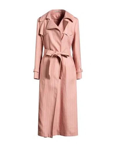 Tagliatore 02-05 Woman Overcoat & Trench Coat Antique Rose Size 4 Linen, Polyester In Pink