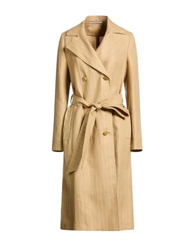 Tagliatore 02-05 Woman Overcoat & Trench Coat Camel Size 4 Linen, Polyester In Neutral