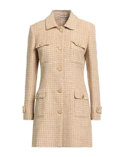 Tagliatore 02-05 Woman Overcoat & Trench Coat Sand Size 4 Cotton, Virgin Wool, Polyester, Polyamide,