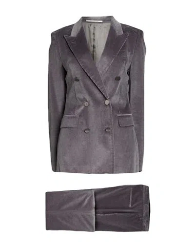 Tagliatore 02-05 Woman Suit Grey Size 4 Cotton, Elastane In Gray