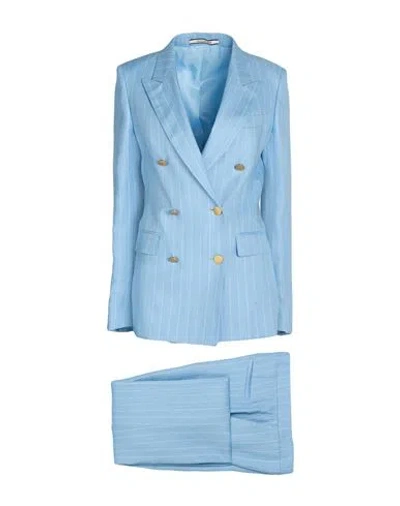 Tagliatore 02-05 Woman Suit Light Blue Size 4 Linen, Polyester