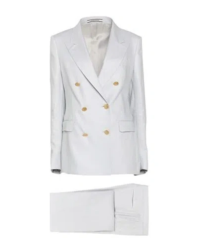 Tagliatore 02-05 Woman Suit Light Grey Size 8 Linen In Gray