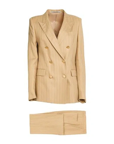 Tagliatore 02-05 Woman Suit Sand Size 6 Linen, Polyester In Blue